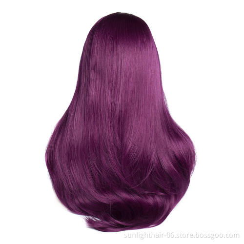 SUNLIGHT HAIR Straight Synthetic Wigs For Woman 24 Inch Long Heat Resistant Hair Wig Black Ombre Purple 2T3700# Color